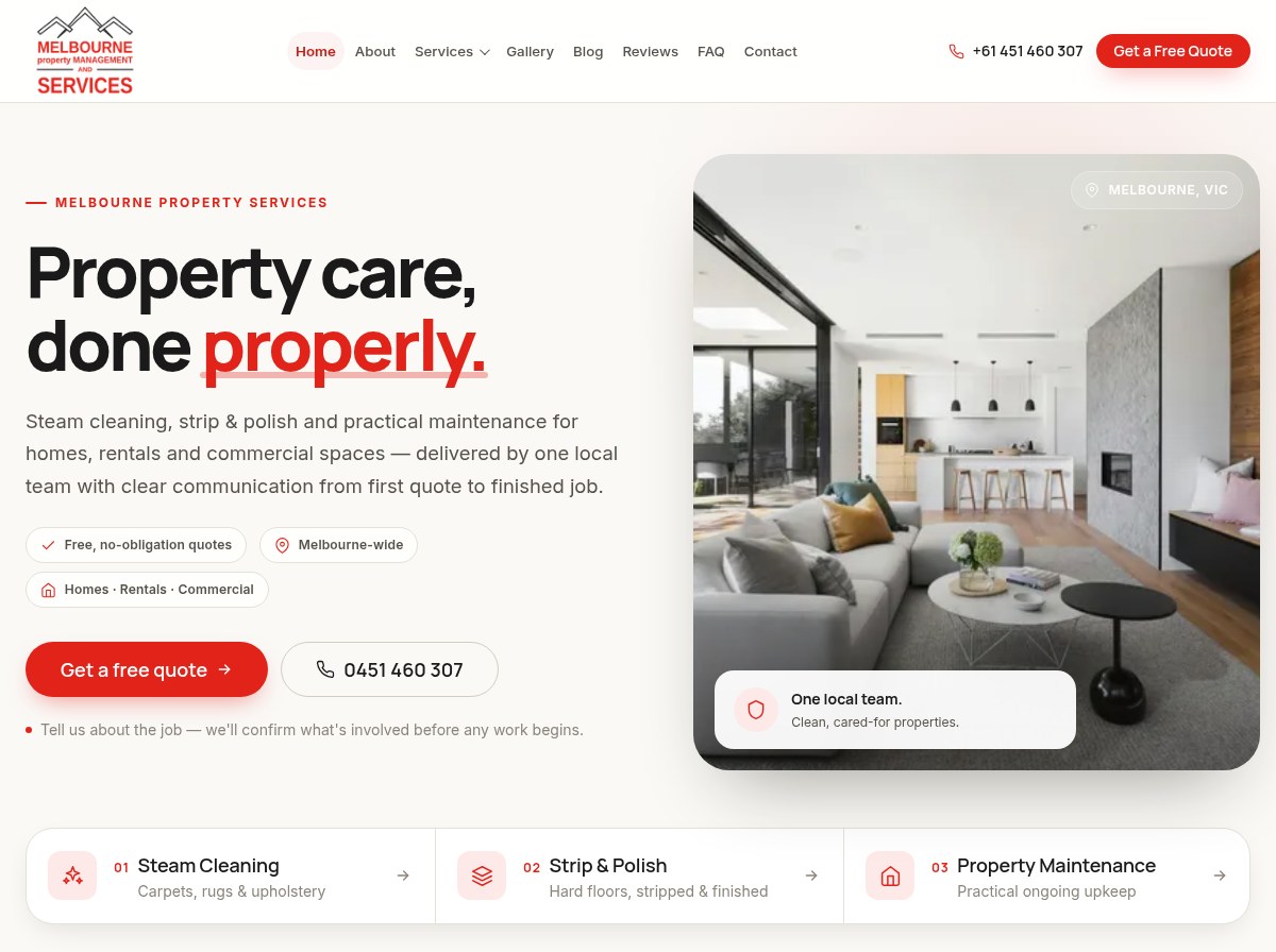 MPM Services Melbourne property website homepage